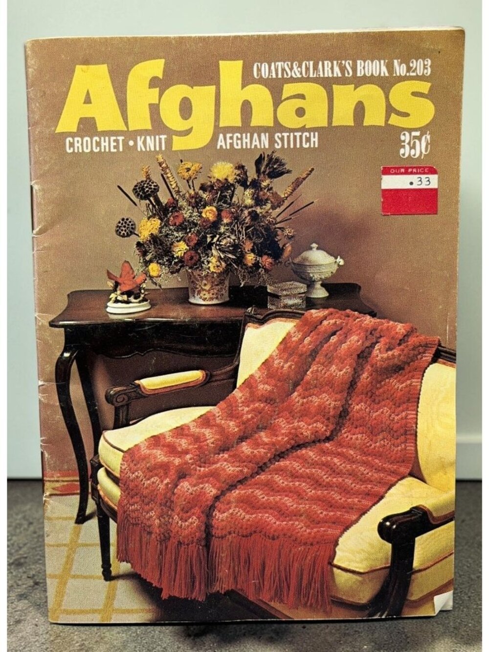 Coats & Clarks Afghans Booklet 203 Afghans Crochet Knit 14 Vtg 1970s Patterns